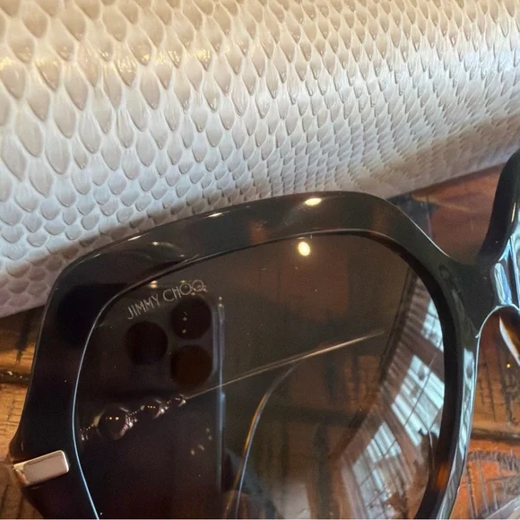 Jimmy Choo Tortoise Shell Sunglasses with pearl decorations display picture 3